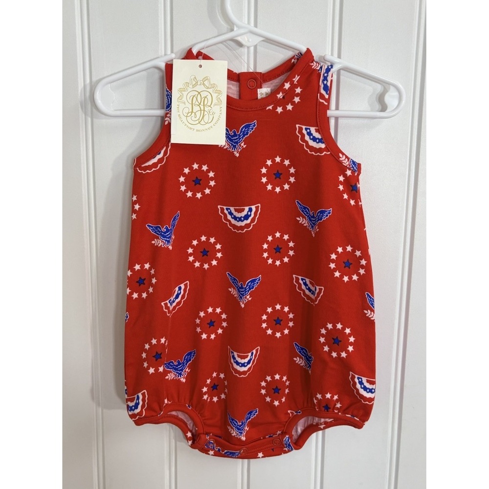 The Beaufort Bonnet Co Patton Play Bubble Star Spangled Swagger 0-3M NWT